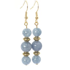 Thurcolas chic and classic style dangling earrings in blue quartz and golden stainless steel
