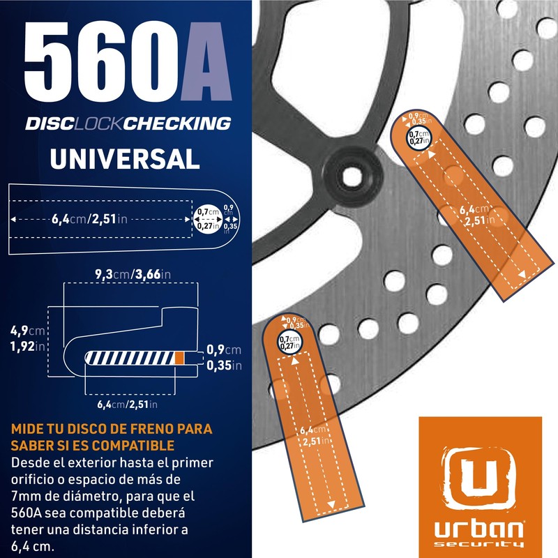 urban 560A - Bloqueo de disco antirrobo universal para motocicleta,