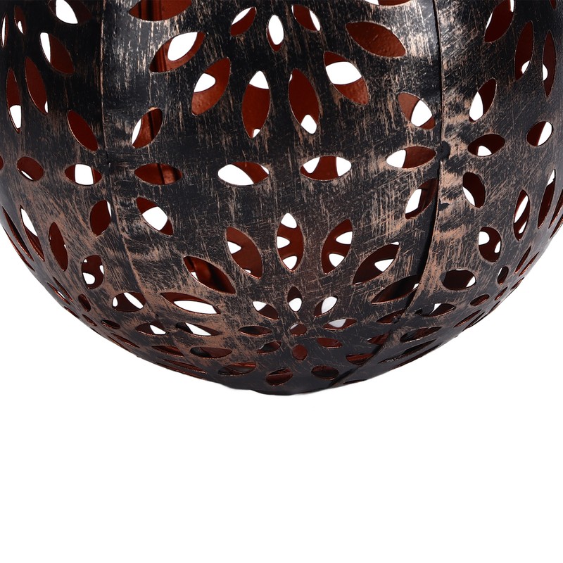 Hanging Solar Light Bronze Iron Metal Hollow Pattern Outdoor Lawn