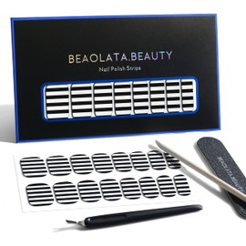 Beaolata Nail Polish Strips, 32 Nail Wraps, Nail Stickers, Gel Nail Strips, Easy Apply& Remove, Long Lasting, Salon Quality (Zebra Black&White)