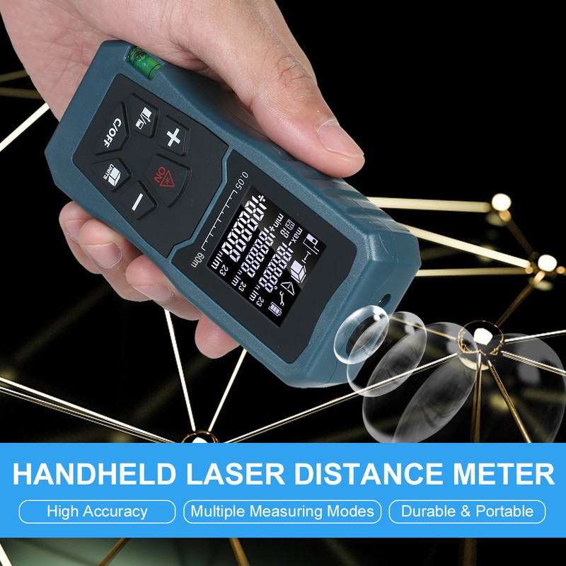 Laser Distance Meter Handheld 1.6-inch LCD Diastimeter Bubble Level Pythagorean