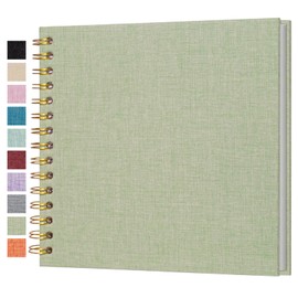Cherrich Small Scrapbook 8x8 Inch, Linen Photo Album Mini Scrap Book, Kraft White Pages Memory Book for Wedding, Baby, Family, Graduation, Travel, Dog, Vacation