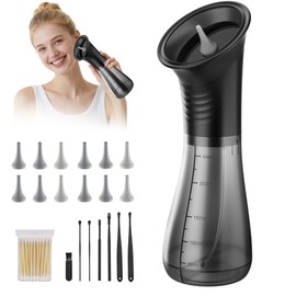 Ear Wax Removal-IPX7 Waterproof Ear Cleaner-Electric One-Piece Rechargeable-9 Cleaning Ways&Super Battery-Safe Efficient Ear Irrigation Flushing System（Black）