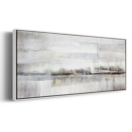 Renditions Gallery Abstract Nature Canvas Wall Art Valley Fair Dreamscape Floater Frame Prints & Paintings for Bedroom Office Kitchen - 12"X30" WHITE GAL032