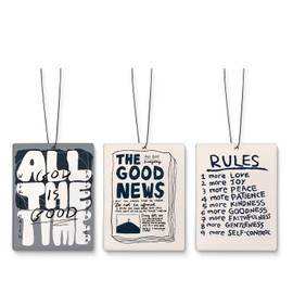 Dilemat Neutral Christian Air Freshener for Car, Beige Bible Verse Air Freshener Hanging 3 Pcs for Cars Closet Drawer Books Bathroom, Religious Car Mirror Decor Accessories for Women Men