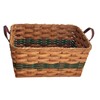 Amish Knitting-Sewing Oak Rectangular Storage Basket With Handles (Green)