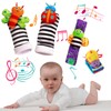 Baby Wrist Rattle Foot Finder Socks 4Pcs,Newborn Sensory Learning Toys