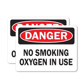 (2 Pack) No Smoking Oxygen In Use OSHA Danger Sign 7 Inch X 5 Inch Vinyl Label Decal Sticker Weather Resistant, UV Protected for Workplace, Business, and Construction Site, Made in the USA
