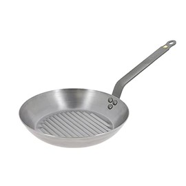 de Buyer - Mineral B Grill Pan - Nonstick Frying Pan - Carbon and Stainless Steel - Induction-Ready - 12.5"