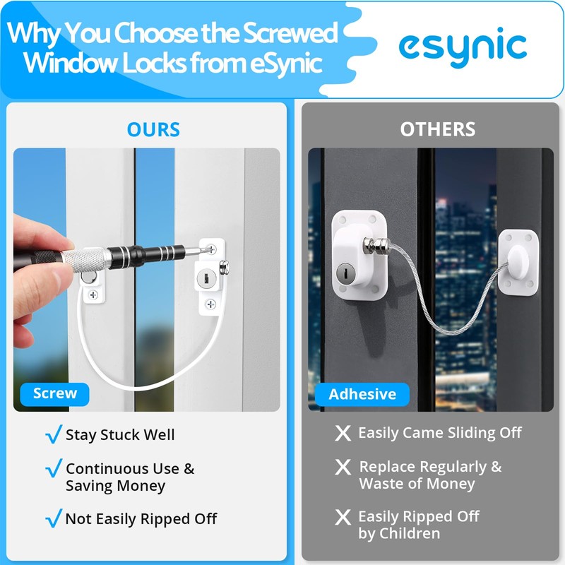 eSynic 8PCS Window Restrictor UPVC Locks for Baby Security Window