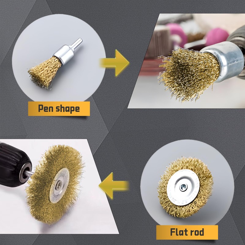 Wire Brush Drill, 12-Piece Brass Brush, Wire Brush Set with