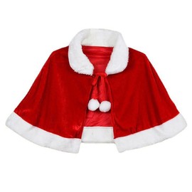 ILUFAM Adult Christmas Cape Santa Claus Cloak Red Velvet Shawl Cape Xmas Costume