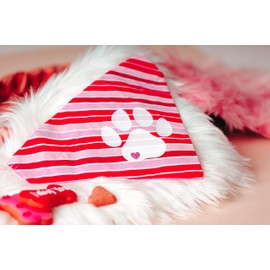 Valentine's Paw with Glitter Heart Over the Collar Dog Bandana That Slips onto Their Existing Collar Size (XXL)