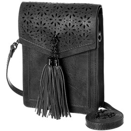 INICAT Small Crossbody Bags for Women Gifts for Teenage Girls Leather Cell Phone Purse(Black)