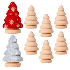 SUPVOX Pack of 10 Wooden Christmas Tree Figures for Painting, Figures Hand Puppet, Decoration for Christmas, Small Sapin de Noël