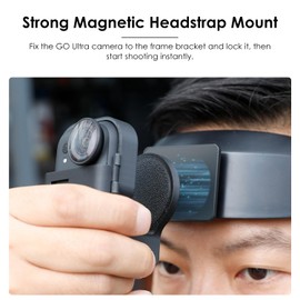CAPART Magnetic Head Strap for Insta360 GO Ultra/DJI Osmo Nano Action 6 5 Pro 4 3 / Go-Pro Hero13 12 11 10 9 8, 360° Rotatable Support Vertical Horizonal Recording, Attachable GO Ultra Holder
