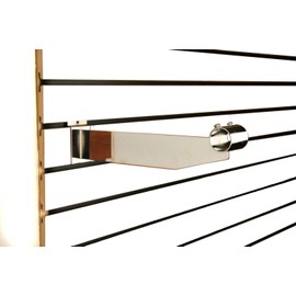 12" Slatwall 1.25" Diameter Round Tube Holding Hangrail Bracket for Retail, Chrome, 1 Unit