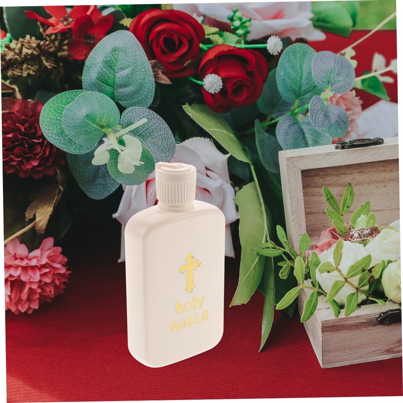 iplusmile 4pcs Decorative Holy Water Bottles Cross Pattern Vials for