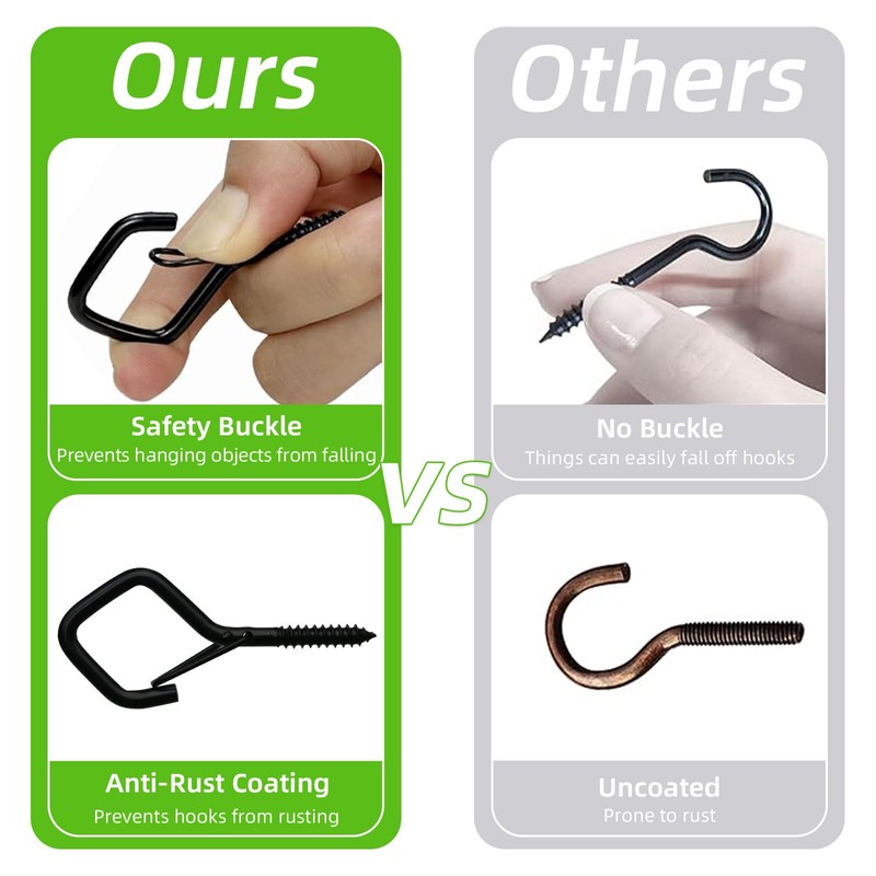 Mostantu 25 Pack Q-Hanger Hooks with Safety Buckle, 25Pcs Windproof