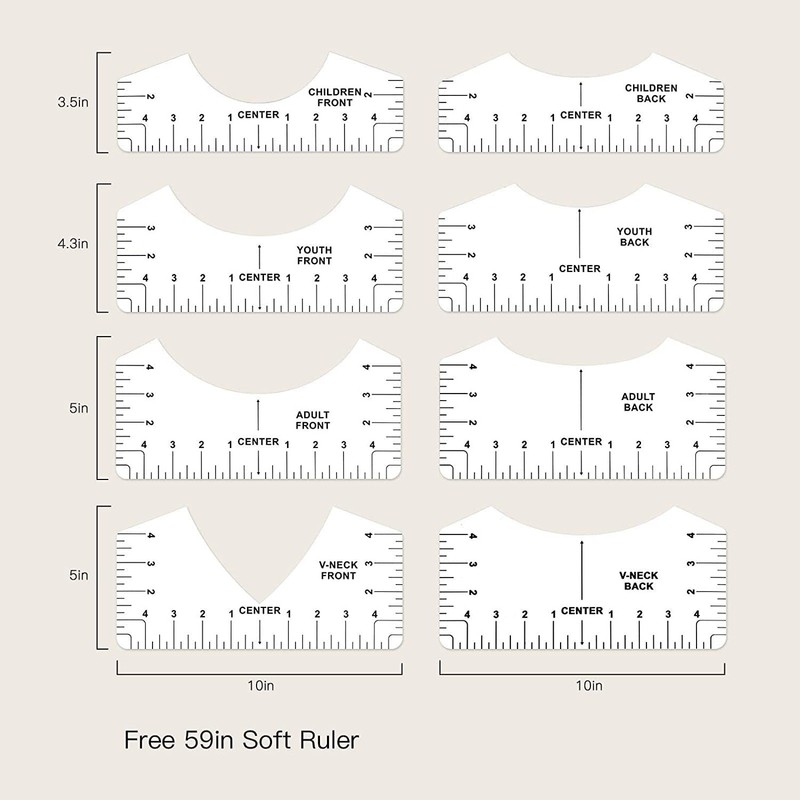 T-Shirt Ruler Guide - 8 Packs Alignment Tool for Vinyl