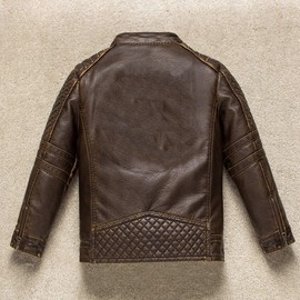 BUDERMMY Boys Motorcycle Jacket Faux Leather Jackets for Kids Coats for Costume Party Waterproof (11-12 Years, Slightly Brown)