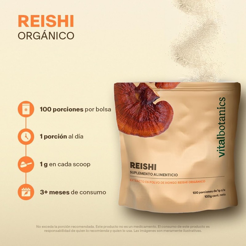 Vital Botanics Reishi 100% Cuerpo Frutífero en Polvo