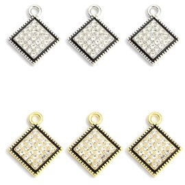 stino 40 Pieces Rhinestone Dangle Charms, Turtle Heart & Rhombus Drop Beads Jewelry Making Supplies, Crystal Pendants for Earrings Necklace & Bracelet(Rhombus)