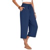 Anyhold Womens Capri Pants Loose High Waisted Wide Leg Lounge