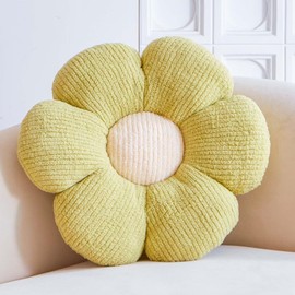 VBGYA Flower Decorative Throw Pillows for Bed Couch, Cute Daisy Shaped Plush Aesthetic Pillow, Soft 14.9" Floor Seat Cushion