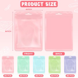 AmazingSpark 50 Pack Colors Resealable Bags 4" x 6" Clear Resealable Bags Small Plastic Pouch for Easter Party Favor Food Storage Macaron Color Foil Pouch for Packaging Supplies