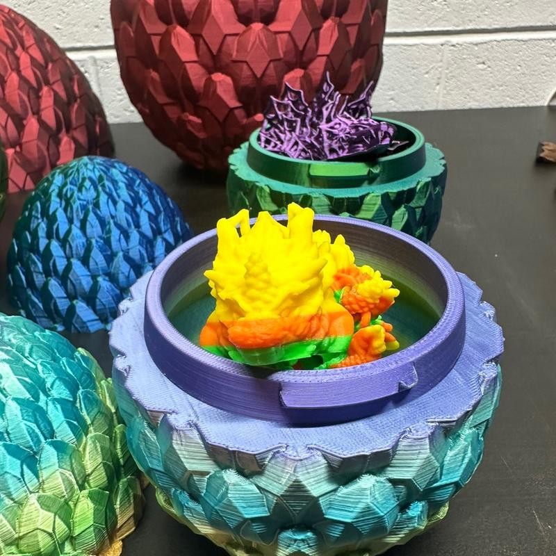 3D Printed Articulated Dragon Scale Eggs - Size: XXL Rainbow