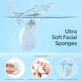 50 Esponjas Faciales Comprimidas, GAINWELL Esponjas Faciales de Celulosa Blanca, 100% Natural Esponjas Cosméticas de Spa para Limpieza Facial, Mascarilla Exfoliante
