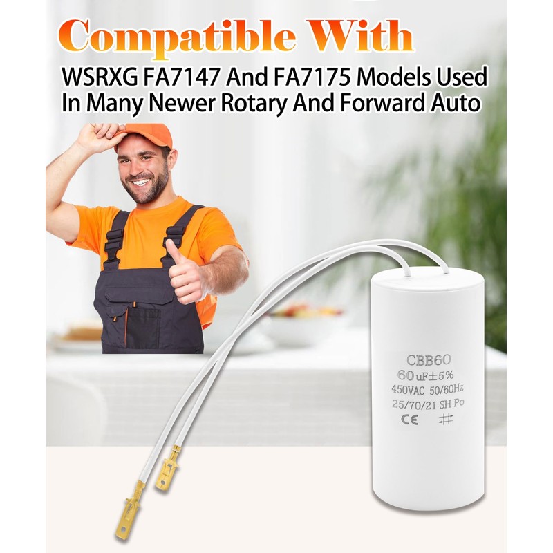60uf & 400vac/450vac Motor Capacitor Fits for Rotary Global Hydraulics