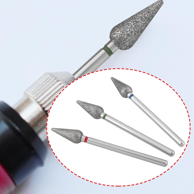 LT Easiyl 3pcs 2.35mm Cone Cuticle Diamond Drill Bit Fine