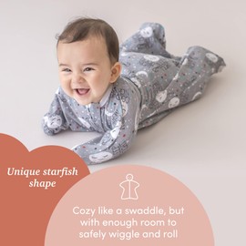 SleepingBaby Zipadee-Zip Transition Swaddle and Snuggle Strap Bundle - Roomy Baby Swaddle Blanket with Zipper Convenience and Wearable Blanket Accessory - Goodnight Moon, X-Small (3-6 Month)