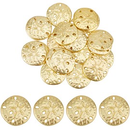 SUPERFINDINGS 30 Stück Sanddollar Seestern Anhänger 18mm Druckknöpfe Seestern Anhänger Legierung Zubehör Für Knopfanhänger Für Halsketten Armbänder Und Ringe Mattgoldfarben
