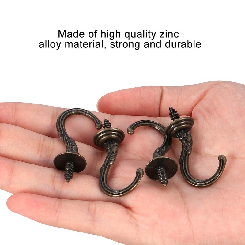 Fippy 20PCS Vintage Screw in Hooks Antique Carving Cup Hook