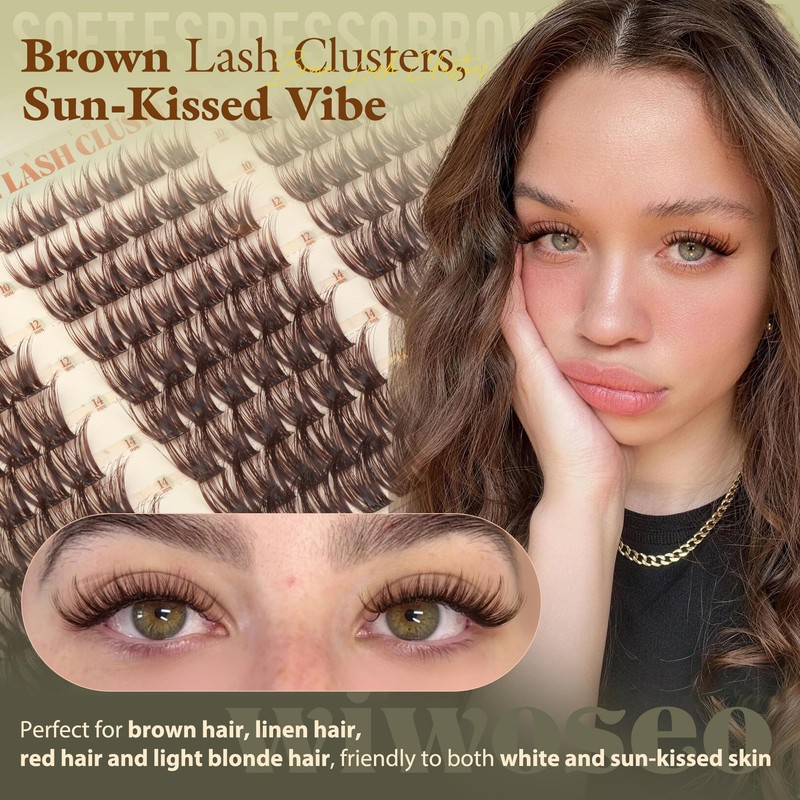 Dark Brown Lash Clusters Wispy Eyelash Clusters Natural Fluffy Lash