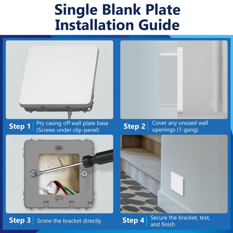LIDER Screwless 1-Gang Blank Wall Plate, Flat Cover for Standard