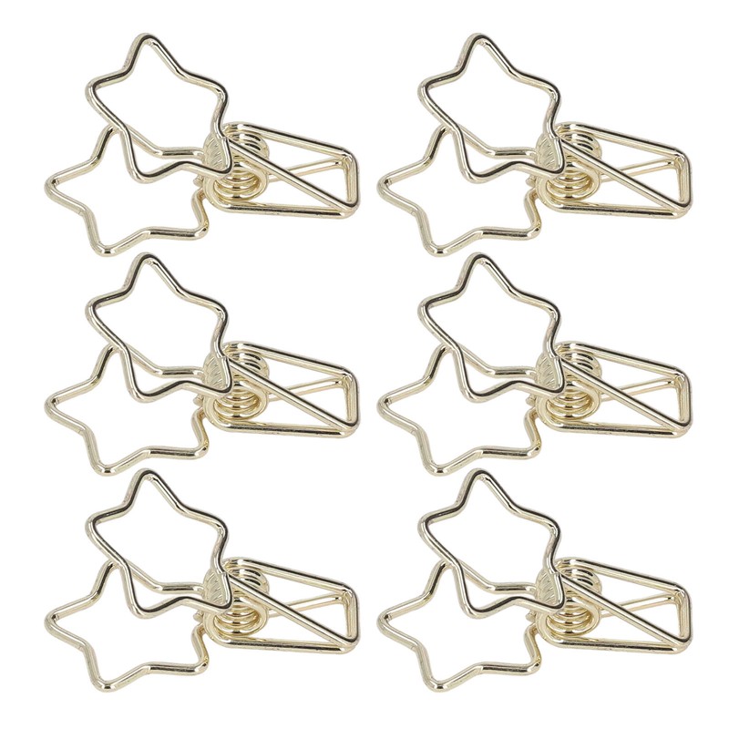 100Pcs Star Binder Clips Hollow Out Cartoon Style Strong Clamping