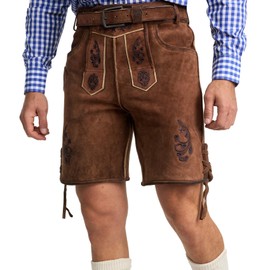 STEIGENHÖFER Men's Vintage-Style Bavarian Lederhosen for Oktoberfest - Designed in Germany - Genuine Premium Goat Leather, US Size: 42