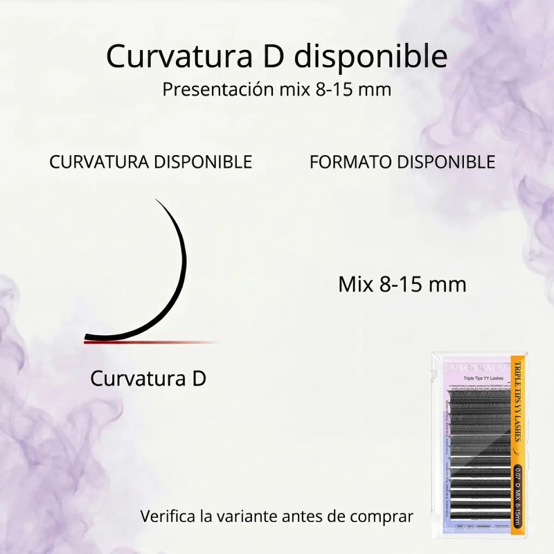 Extensiones Pestañas Mink Nagaraku Triple 3d Yy 0.07 D