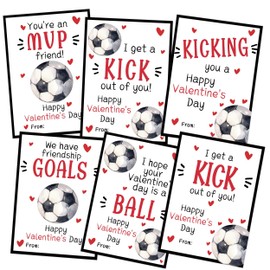 Set of 30 Valentines Day Cards, Soccer Sport Lover Valentines Gifts for School, Tween Valentines, Anti Valentines, Gift Tags of Valentines Treat Bags, 3.5X5" Valentines Cards for Classroom Exchange