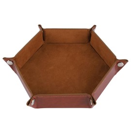 HiLLeo DND Dice Tray Hexagon Portable Folding Dice Rolling Tray for Dungeons and Dragons MTG RPG Role Playing Table Games and Dice Games (Brown)