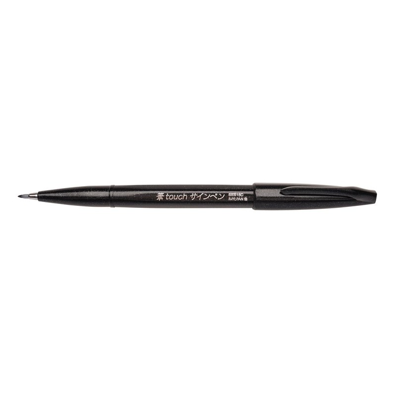Pentel Brush Sign Pen, Fibre-Tip Pen, Brush-Like Tip, SES15C-12