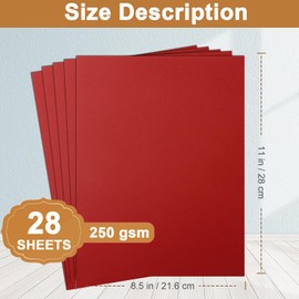 Silunkia 28 Sheets Christmas Red Cardstock 8.5 x 11 Heavyweight Paper, 250gsm/92lb Craft Paper Card Stock for DIY Card Making, Greeting Cards, Wedding Invitations, Party Decoration, Birthday Cards