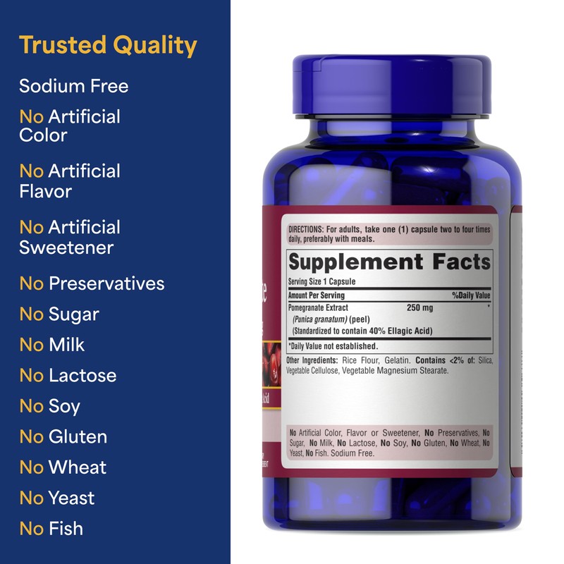 Puritan's Pride Premium Pomegranate Extract 250mg, Dietary Supplement for Antioxidant