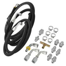 Motoparty Universal Steering Hose Hookup Kit for Hydroboost Power Brake Booster With All Accessories