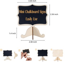 20 Pack Wood Mini Chalkboards Signs, Food Labels Place Cards Small Blackboard for Party Buffet Table Sign Chalkboard Wedding Bakery with 12 Makers and Blackboard Stickers