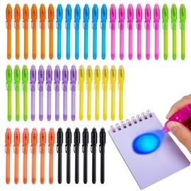 QANIY 48PCS Invisible Ink Pen with UV Black Light Party Favor for Kids, Magic Marker for Secret Messages, Writing Information for Birthdays, Easter, Halloween, for Students